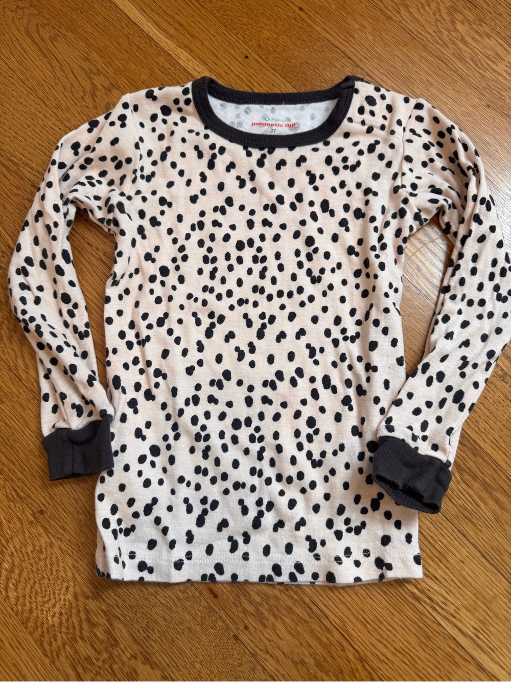Magnetic Me Kids Long-Sleeve Black Spot Print Top - Neutral Sz 3T - worn once!